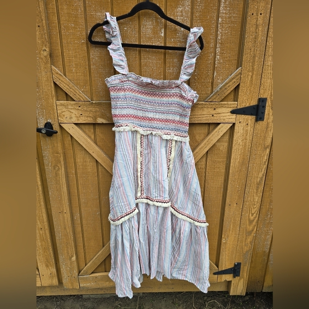 Allison NY Striped Dress with Ruffle Straps